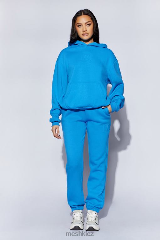 oblečení Meshki smirkové embosované fleecové joggery modrý V0D0D1604