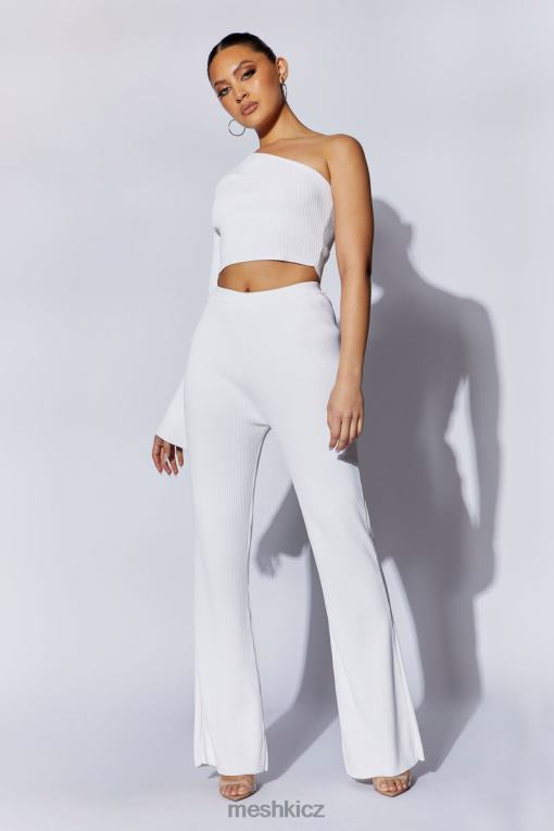 oblečení Meshki Rue pletené rozšířené kalhoty bílý V0D0D1513