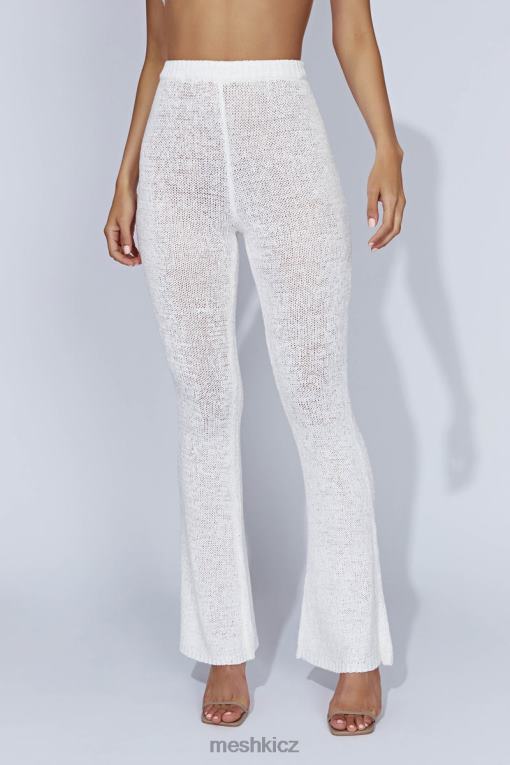 oblečení Meshki mary pletené rozšířené kalhoty bílý V0D0D1589