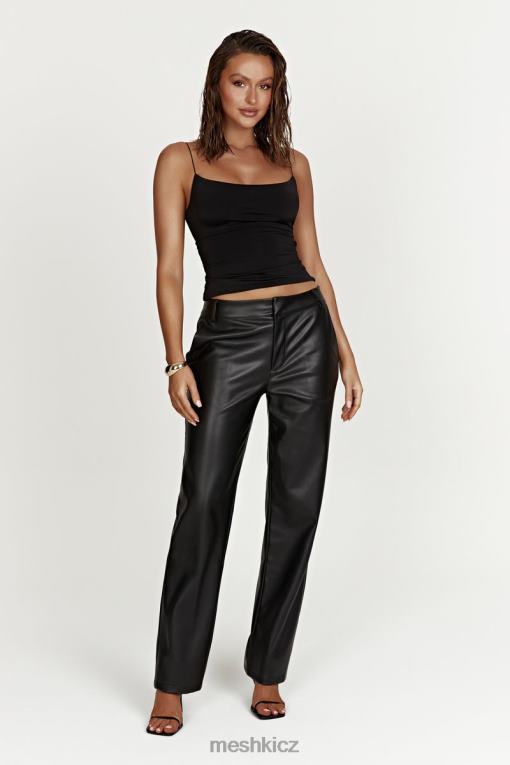 oblečení Meshki matilda slouchy nízké kalhoty z umělé kůže Černá V0D0D1438
