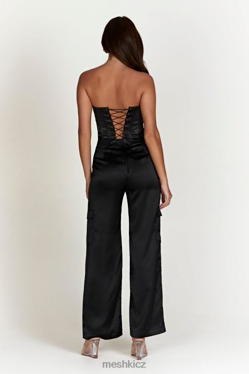 oblečení Meshki saténové cargo kalhoty amaya Černá V0D0D1574