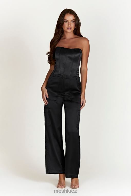oblečení Meshki saténové cargo kalhoty amaya Černá V0D0D1574