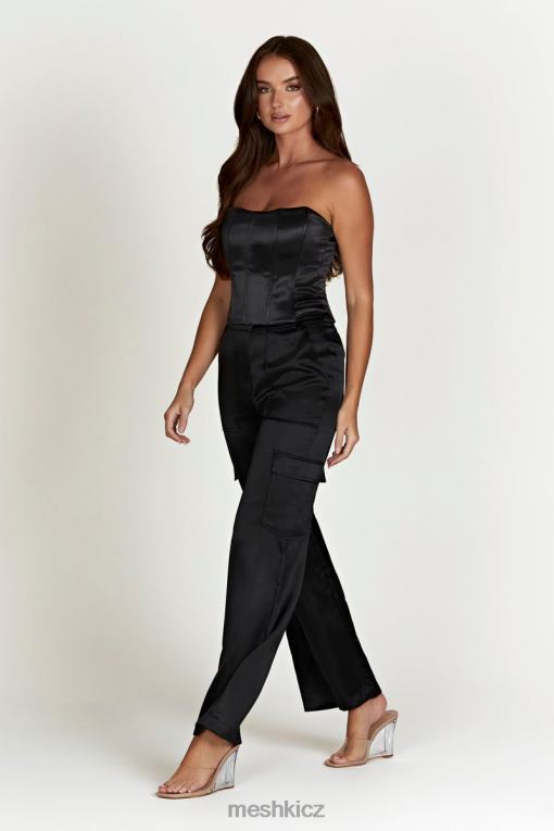 oblečení Meshki saténové cargo kalhoty amaya Černá V0D0D1574