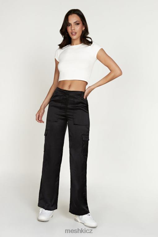 oblečení Meshki saténové cargo kalhoty amaya Černá V0D0D1574