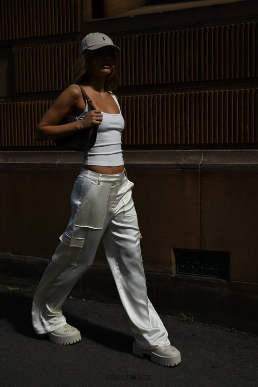 oblečení Meshki saténové cargo kalhoty amaya kost V0D0D1511