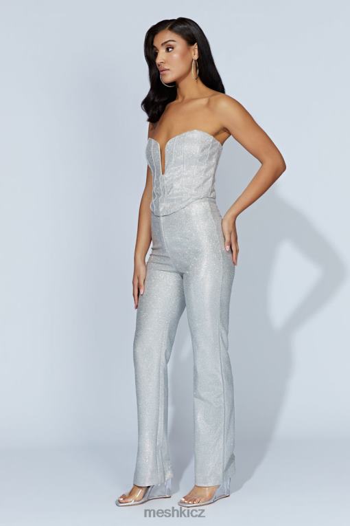 oblečení Meshki třpytivé kalhoty s rovnými nohavicemi lisette stříbrný V0D0D1558