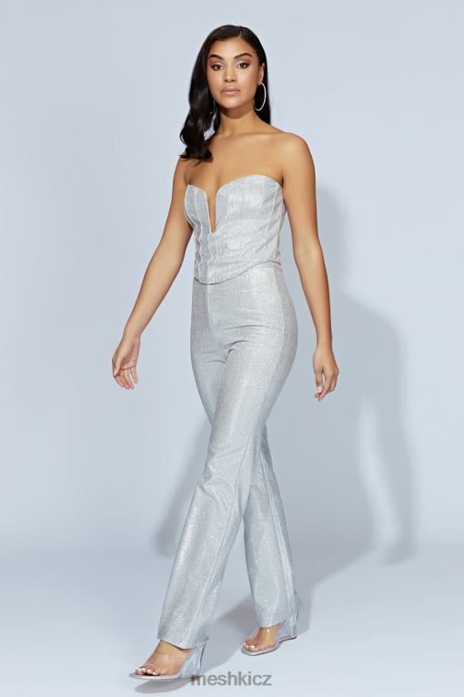 oblečení Meshki třpytivé kalhoty s rovnými nohavicemi lisette stříbrný V0D0D1558