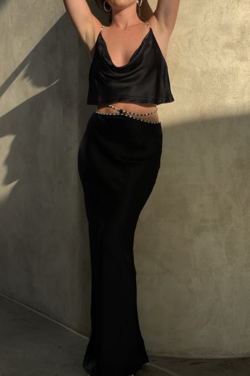 oblečení Meshki Maxi sukně s diamantovým lemem havva Černá V0D0D1466