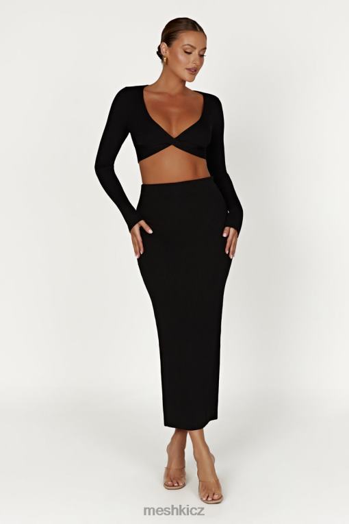 oblečení Meshki kaesha split maxi pletená sukně Černá V0D0D1317