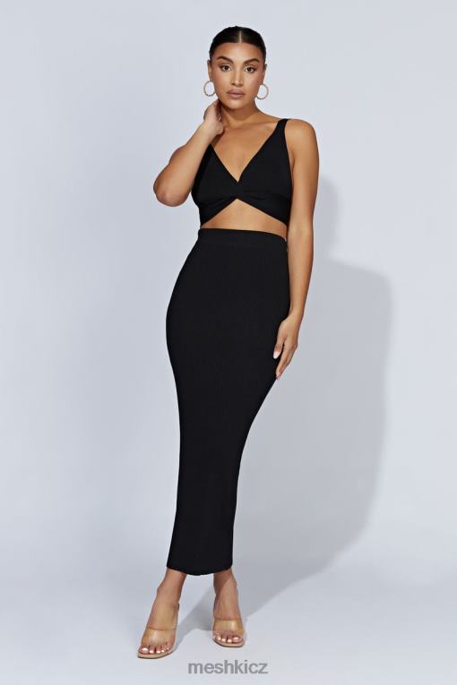 oblečení Meshki kaesha split maxi pletená sukně Černá V0D0D1317
