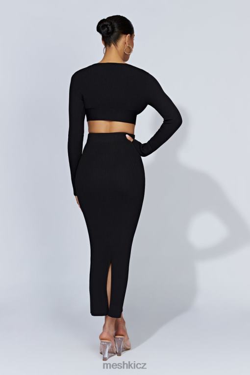 oblečení Meshki kaesha split maxi pletená sukně Černá V0D0D1317