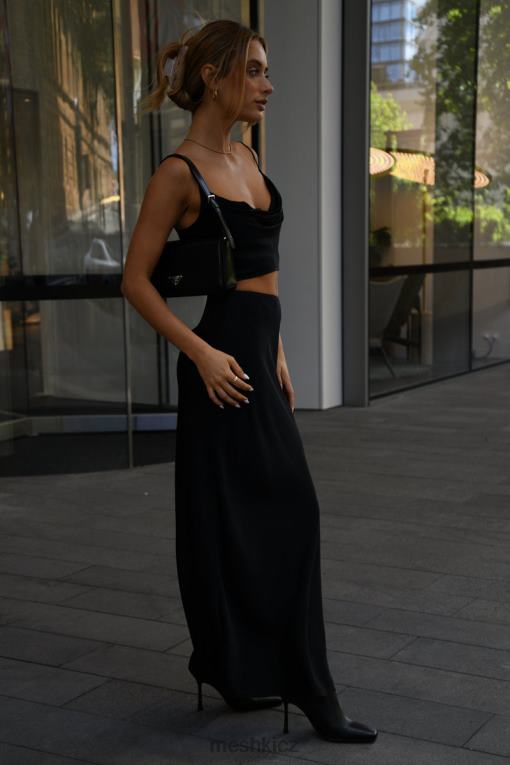 oblečení Meshki maková saténová maxi sukně Černá V0D0D1527