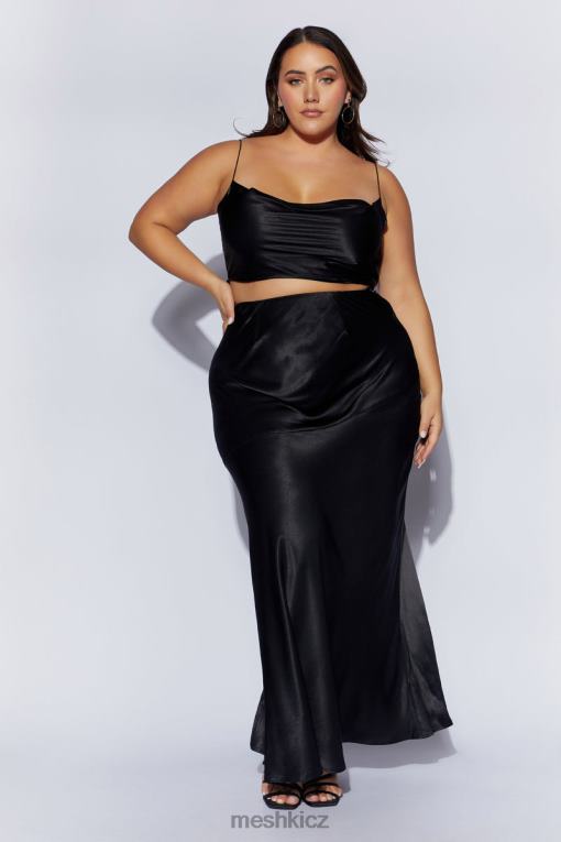 oblečení Meshki maková saténová maxi sukně Černá V0D0D1527