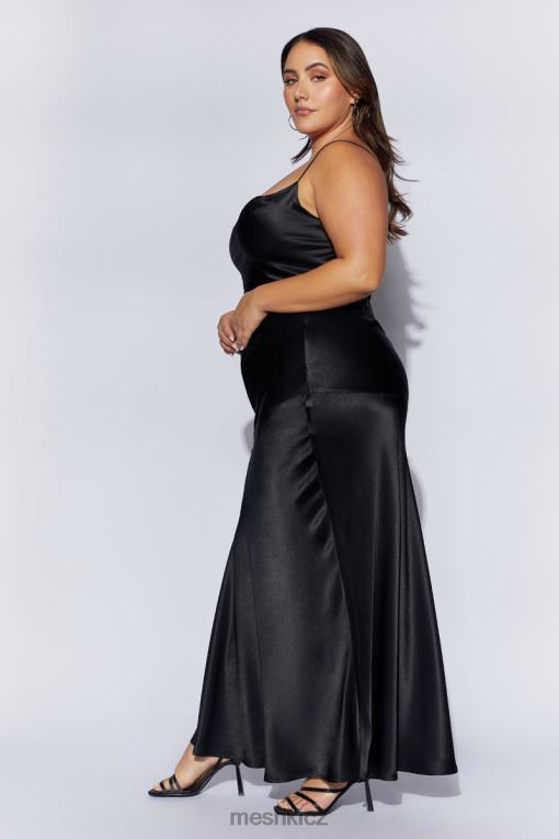 oblečení Meshki maková saténová maxi sukně Černá V0D0D1527