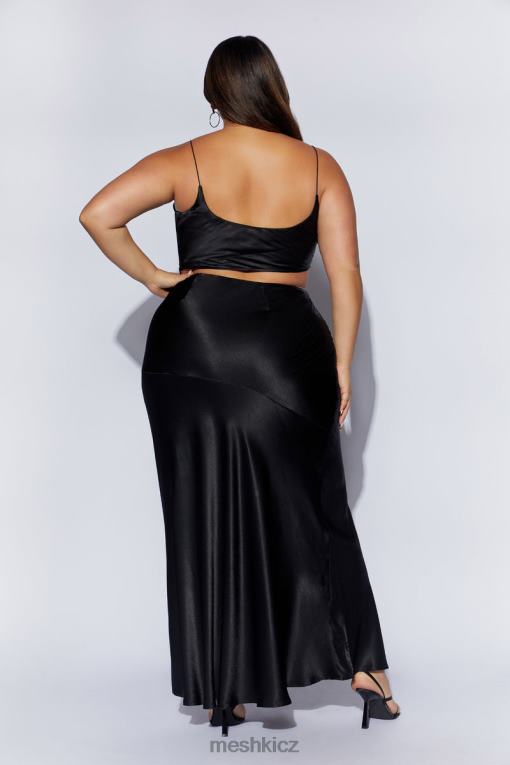 oblečení Meshki maková saténová maxi sukně Černá V0D0D1527