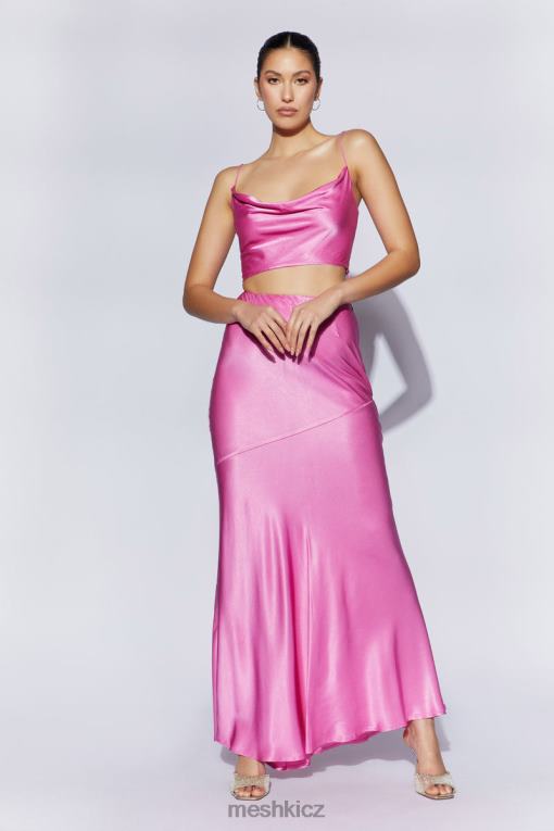 oblečení Meshki maková saténová maxi sukně růžový V0D0D1523