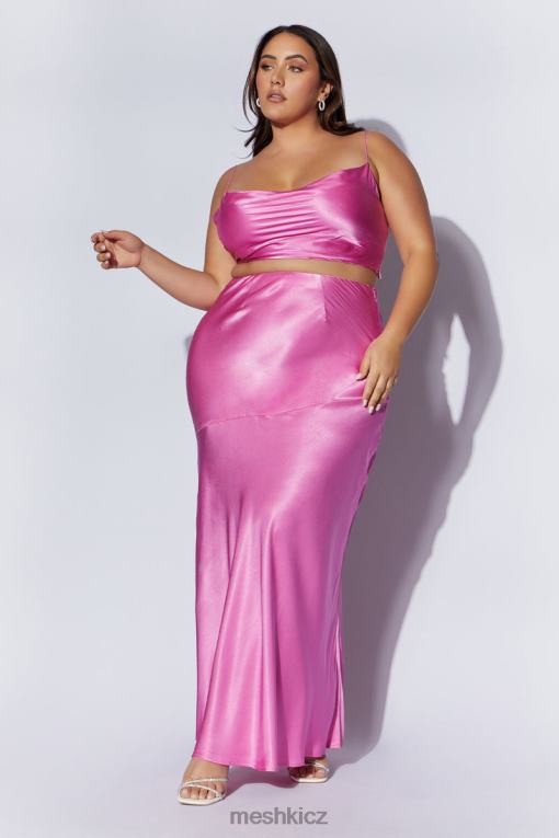 oblečení Meshki maková saténová maxi sukně růžový V0D0D1523