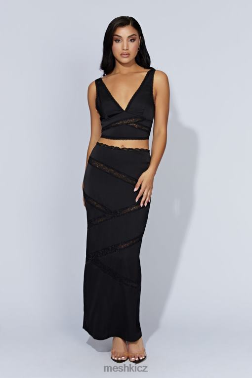 oblečení Meshki monet spletená krajková midi sukně Černá V0D0D1552
