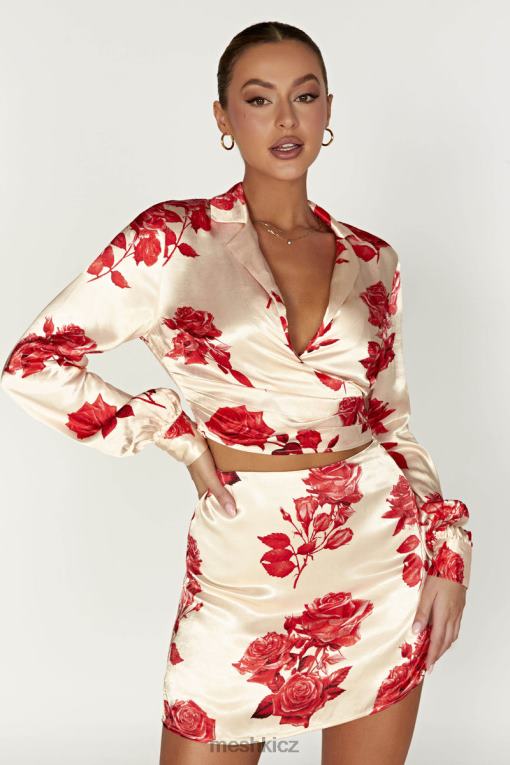 oblečení Meshki amia saténová minisukně potisk růže V0D0D1370