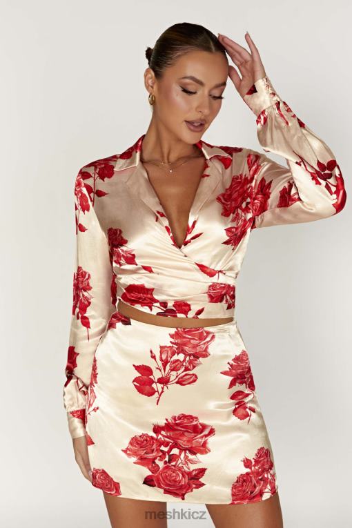 oblečení Meshki amia saténová minisukně potisk růže V0D0D1370
