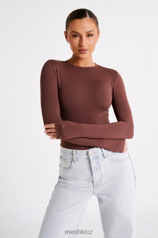 oblečení Meshki Recyklovaný nylon delilah body s dlouhým rukávem a výstřihem moka V0D0D774