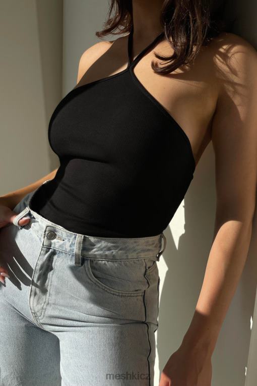 oblečení Meshki arden halter žebrované body s výstřihem Černá V0D0D979