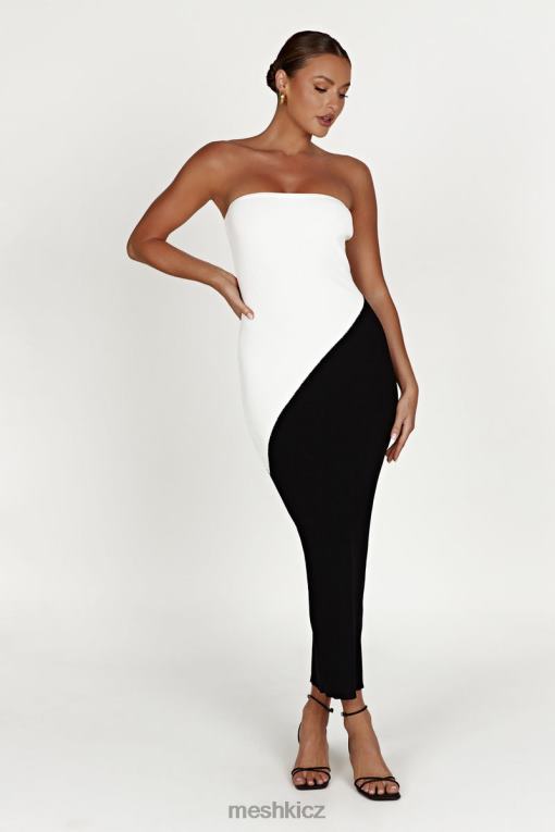 oblečení Meshki Bristol dvoubarevné pletené maxi šaty Černá V0D0D493