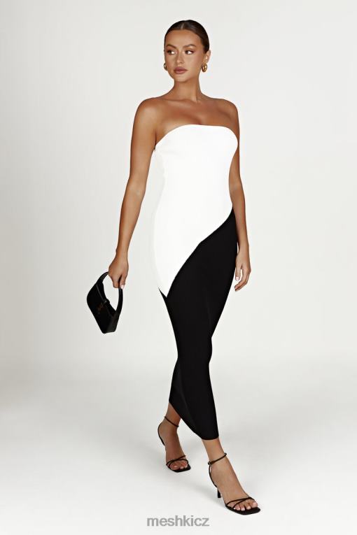 oblečení Meshki Bristol dvoubarevné pletené maxi šaty Černá V0D0D493