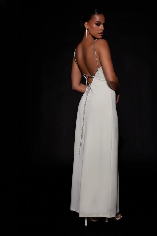 oblečení Meshki Dionne criss cross diamantové maxi šaty kost V0D0D550