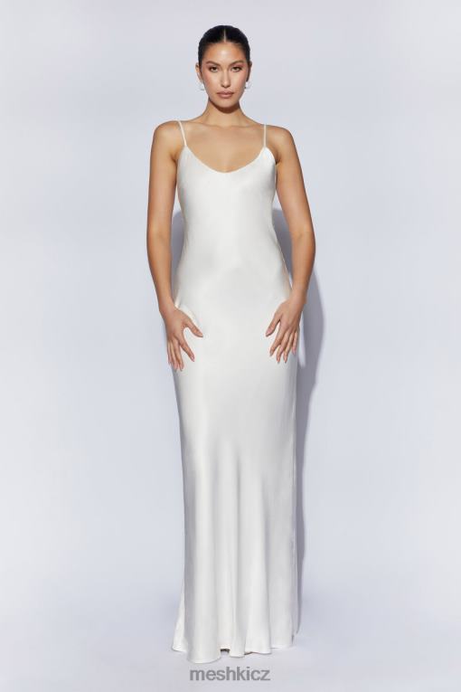 oblečení Meshki Maxi šaty kailey s nízkými zády a odnímatelnou vlečkou bílý V0D0D96