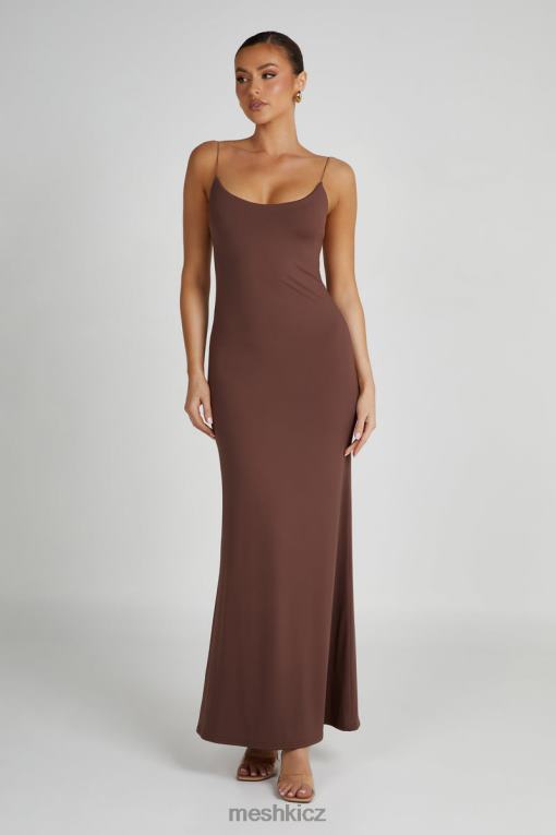 oblečení Meshki Maxi šaty na ramínka nikkita z recyklovaného nylonu moka V0D0D97