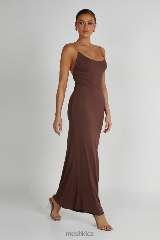 oblečení Meshki Maxi šaty na ramínka nikkita z recyklovaného nylonu moka V0D0D97