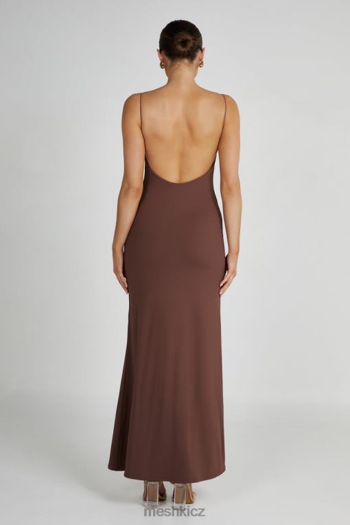 oblečení Meshki Maxi šaty na ramínka nikkita z recyklovaného nylonu moka V0D0D97