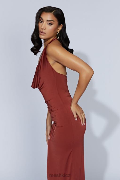 oblečení Meshki Maxi šaty renata s kapucí a výstřihem třešňová čokoláda V0D0D509