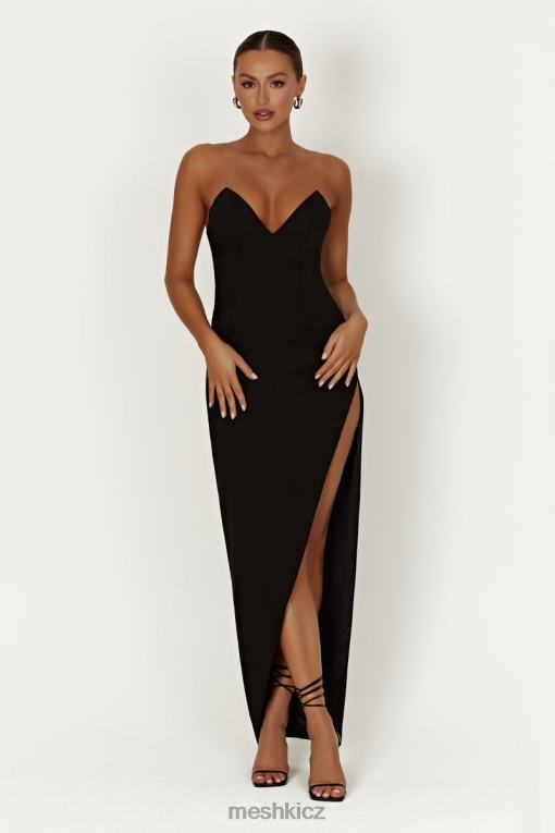 oblečení Meshki Natasha špičaté korzetové maxi šaty Černá V0D0D269