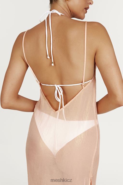 oblečení Meshki Phoebe průsvitné duhové maxi šaty broskev V0D0D578