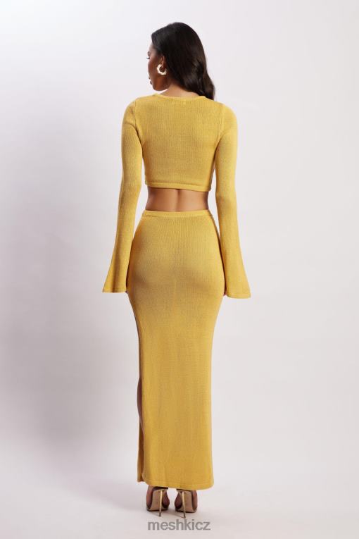 oblečení Meshki Pletené šaty s rukávy anna Flare žlutá V0D0D356