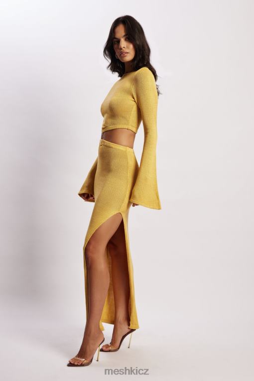oblečení Meshki Pletené šaty s rukávy anna Flare žlutá V0D0D356