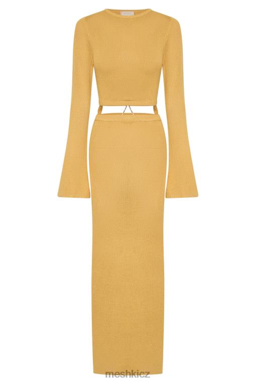 oblečení Meshki Pletené šaty s rukávy anna Flare žlutá V0D0D356