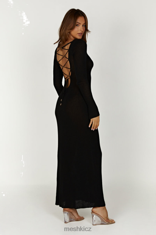 oblečení Meshki Pletené šaty talia maxi s otevřenými zády Černá V0D0D276