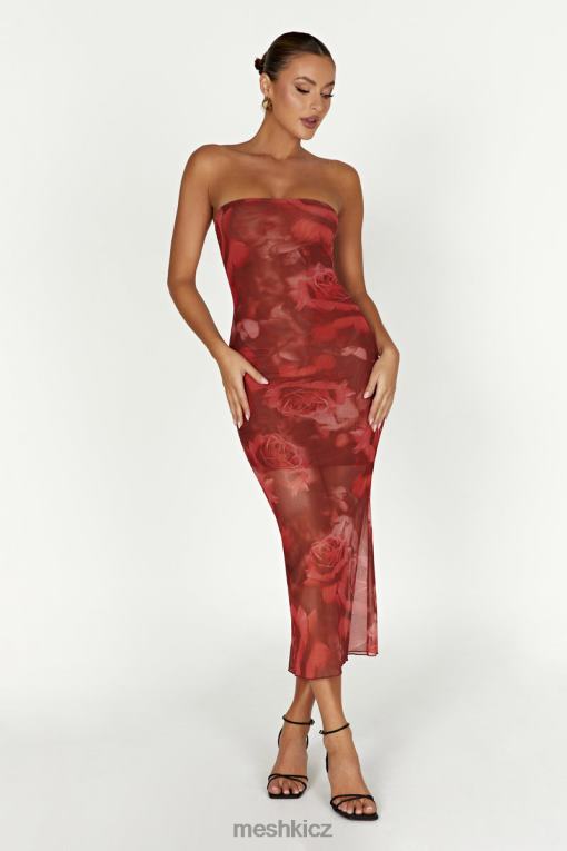 oblečení Meshki aphrodite síťované šaty bez ramínek nadrozměrný potisk růží V0D0D111