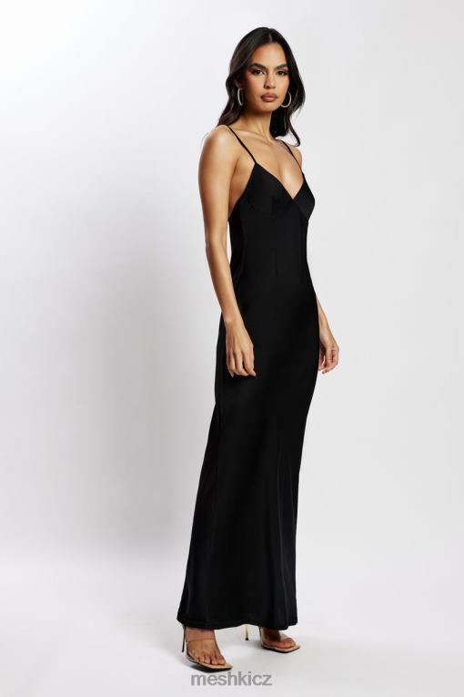 oblečení Meshki baily saténové maxi šaty Černá V0D0D555