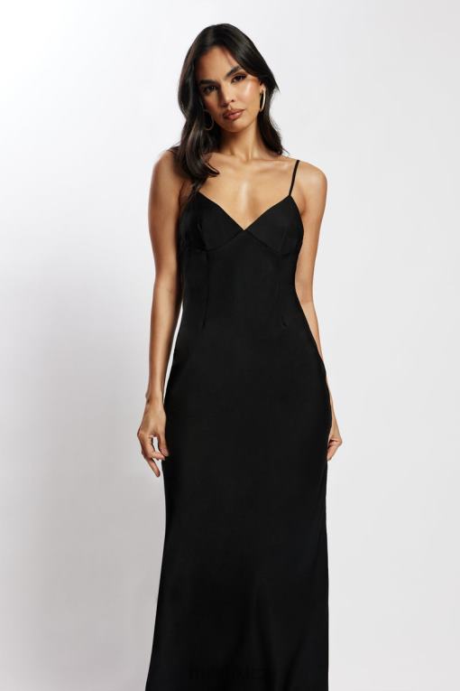 oblečení Meshki baily saténové maxi šaty Černá V0D0D555