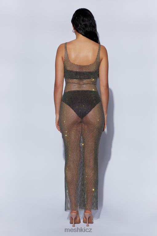 oblečení Meshki delara diamante mesh maxi šaty Černá V0D0D738