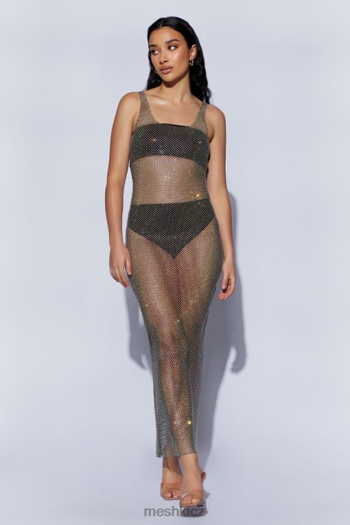 oblečení Meshki delara diamante mesh maxi šaty Černá V0D0D738
