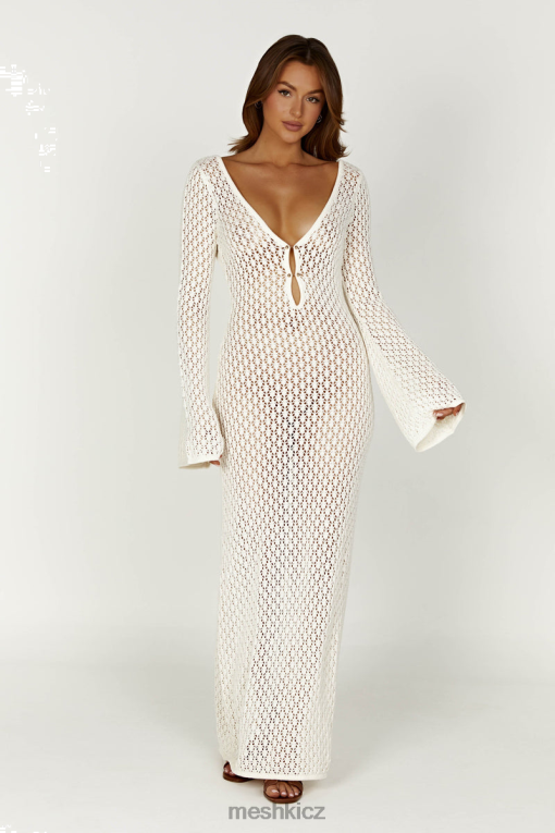 oblečení Meshki kayleigh háčkované šaty s rybím ocasem s rukávy bílý V0D0D201