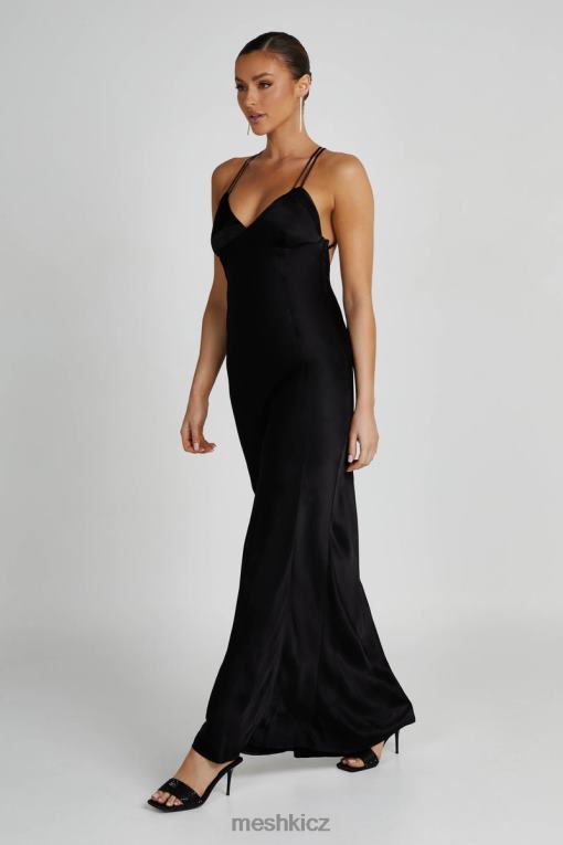 oblečení Meshki makari saténové maxi šaty Černá V0D0D134