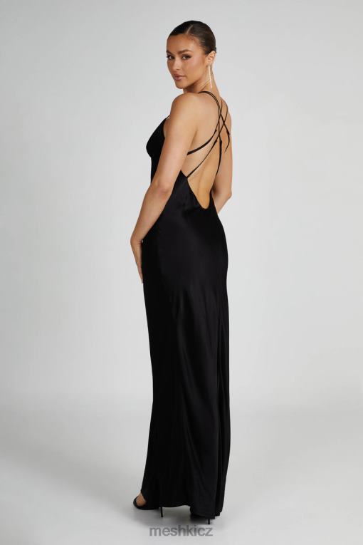 oblečení Meshki makari saténové maxi šaty Černá V0D0D134
