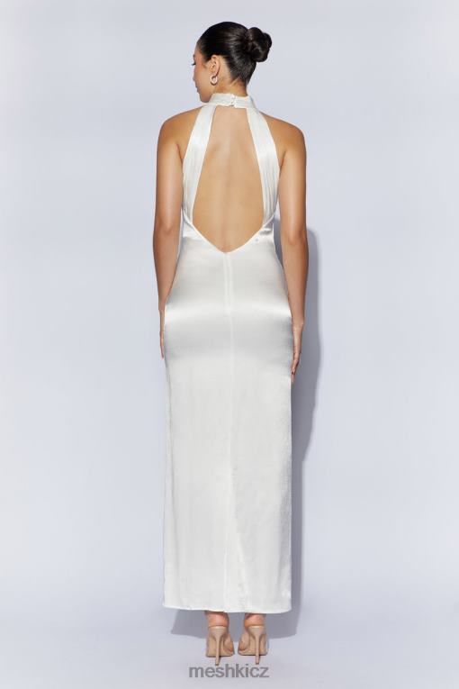 oblečení Meshki maxi šaty claire saténové s drapákem bílý V0D0D187