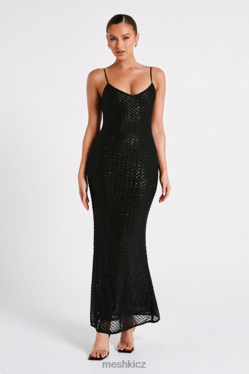 oblečení Meshki maxi šaty s chessie flitry Černá V0D0D127